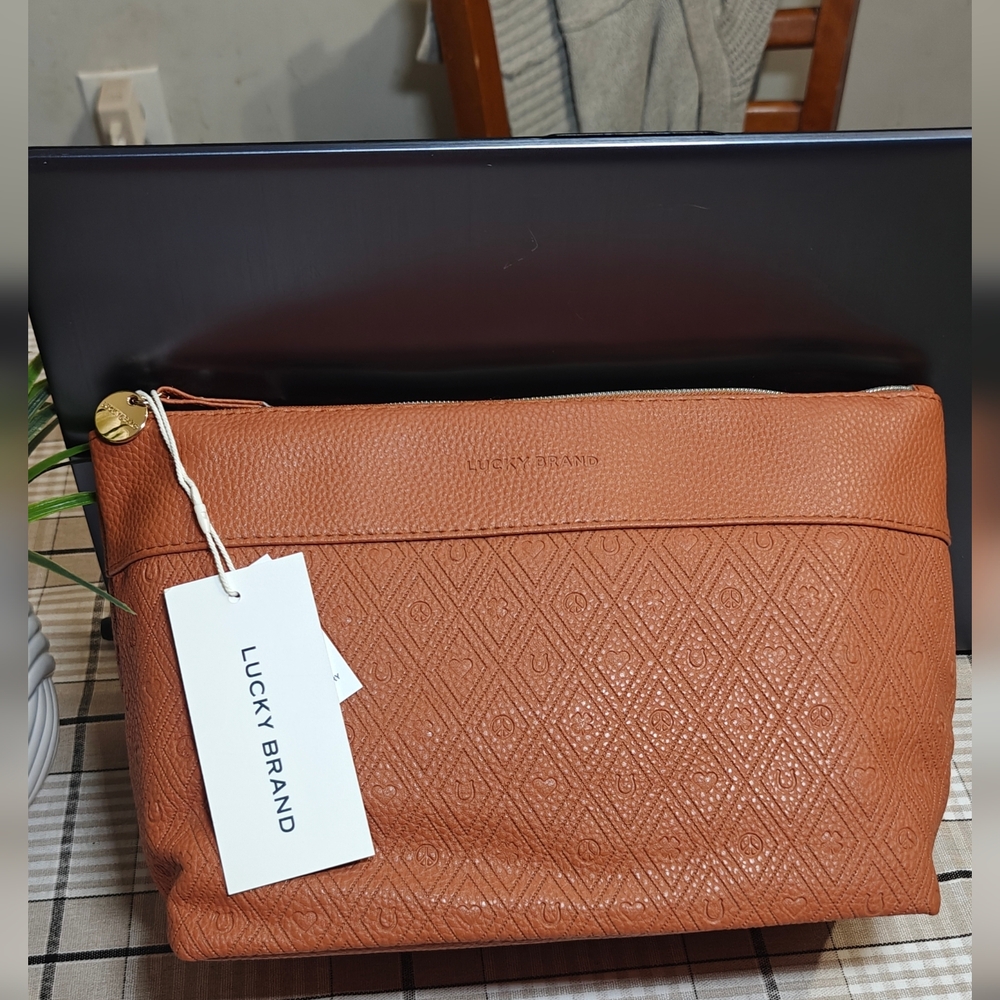 Lucky Brand Textured Orange Cosmetic Case - Picture 2 of 8